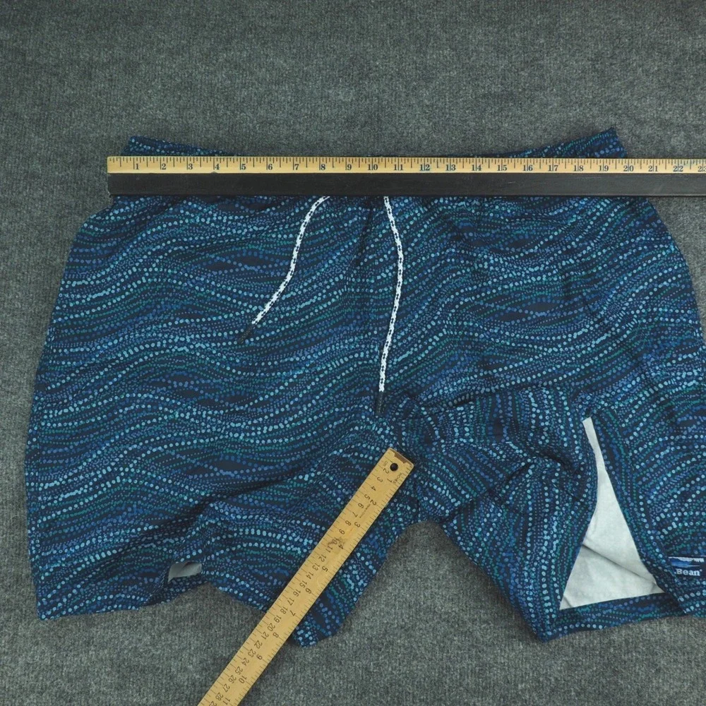 LL Bean Swim Trunks Mens XL Blue Dotted Wave Pattern Board Shorts Gorpcore Beach